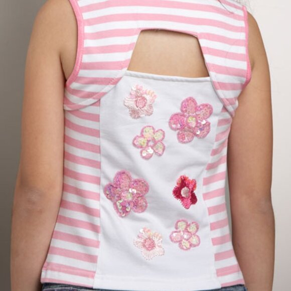 sz 5 NEW 3pc Top Skirt & leggings Set Denim Skirt Sequins Laces Boutique $150 - Picture 3 of 3